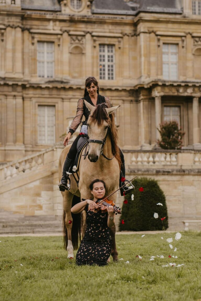 Spectacle équestre avec violoniste